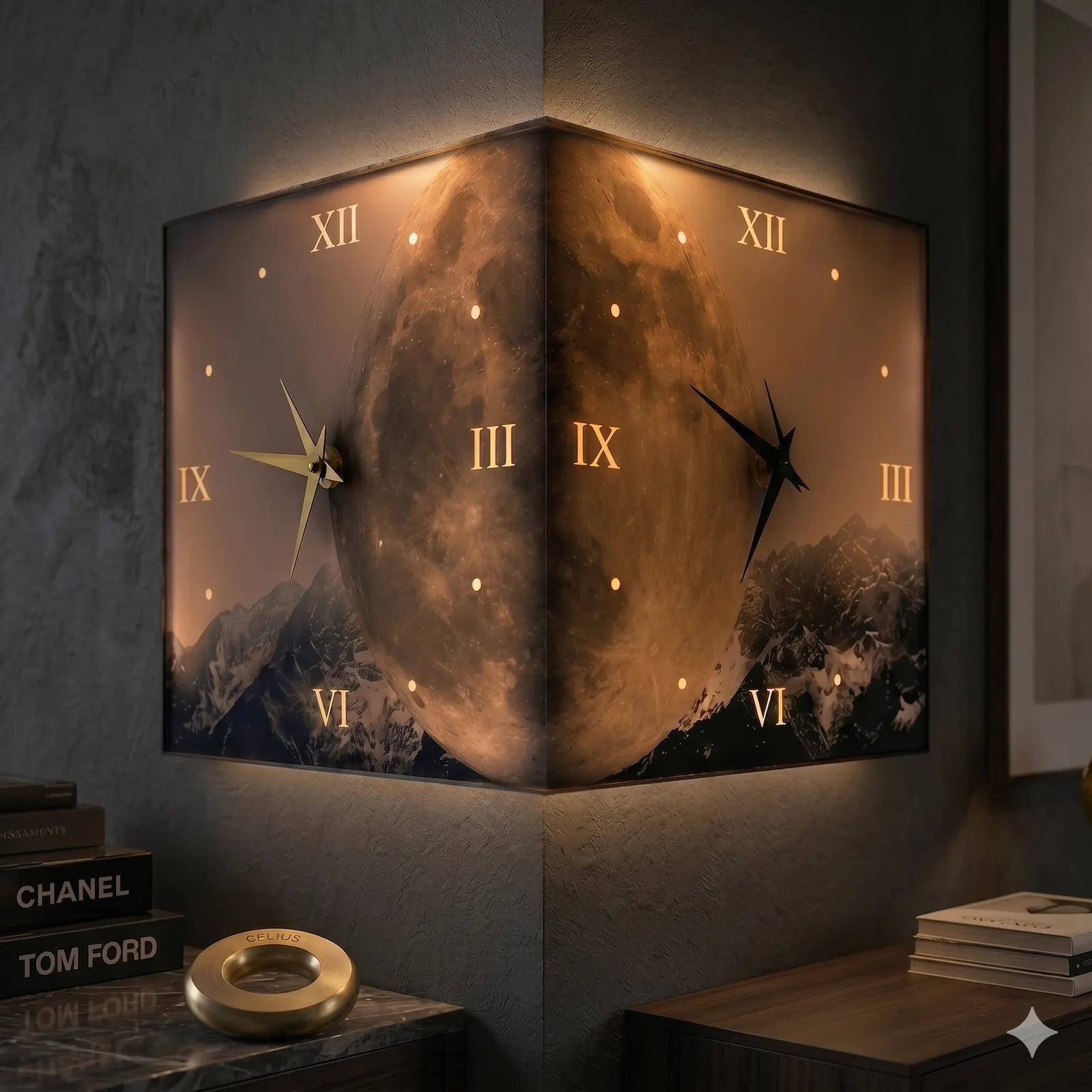 Celius Corner Wall Clock