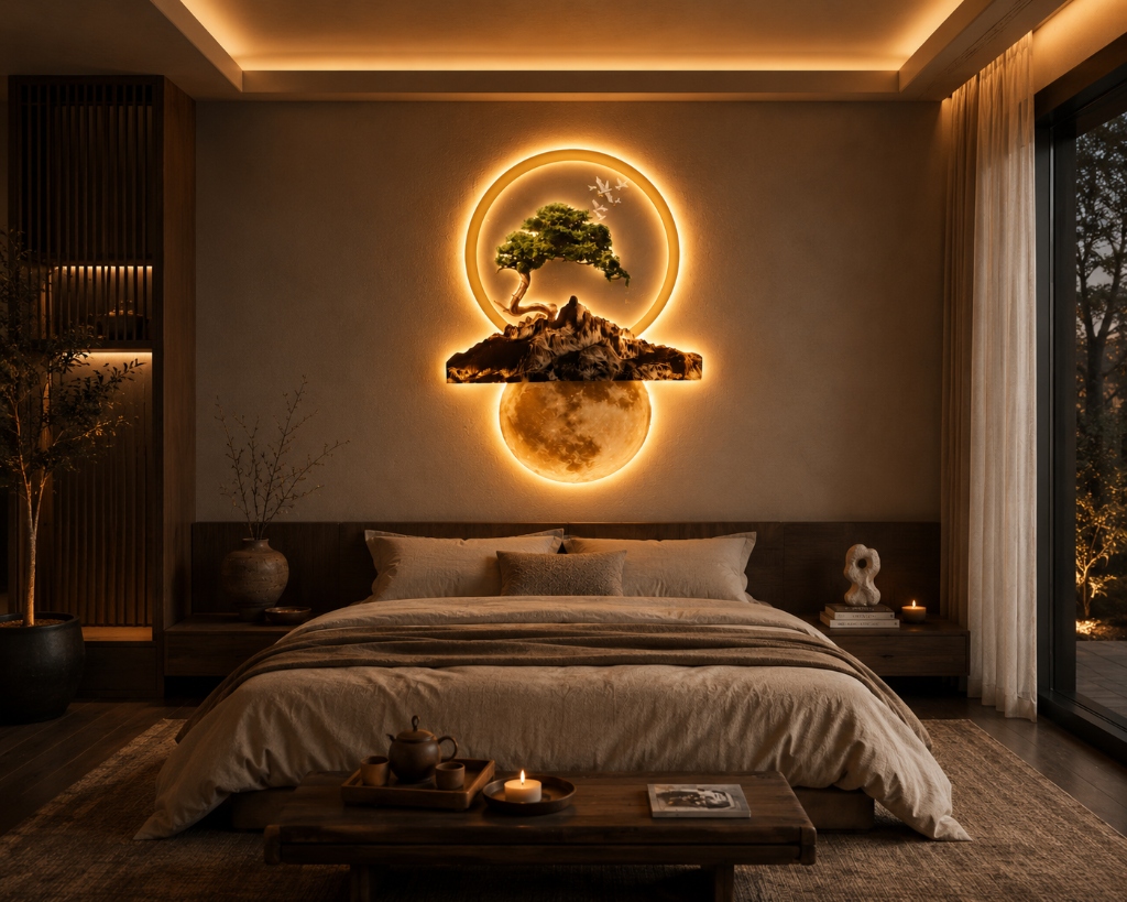 Sculptural Accent Chair in Bedroom